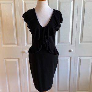 Bailey 44 Black Knit Ruffle Detail Bodycon Dress Size Large